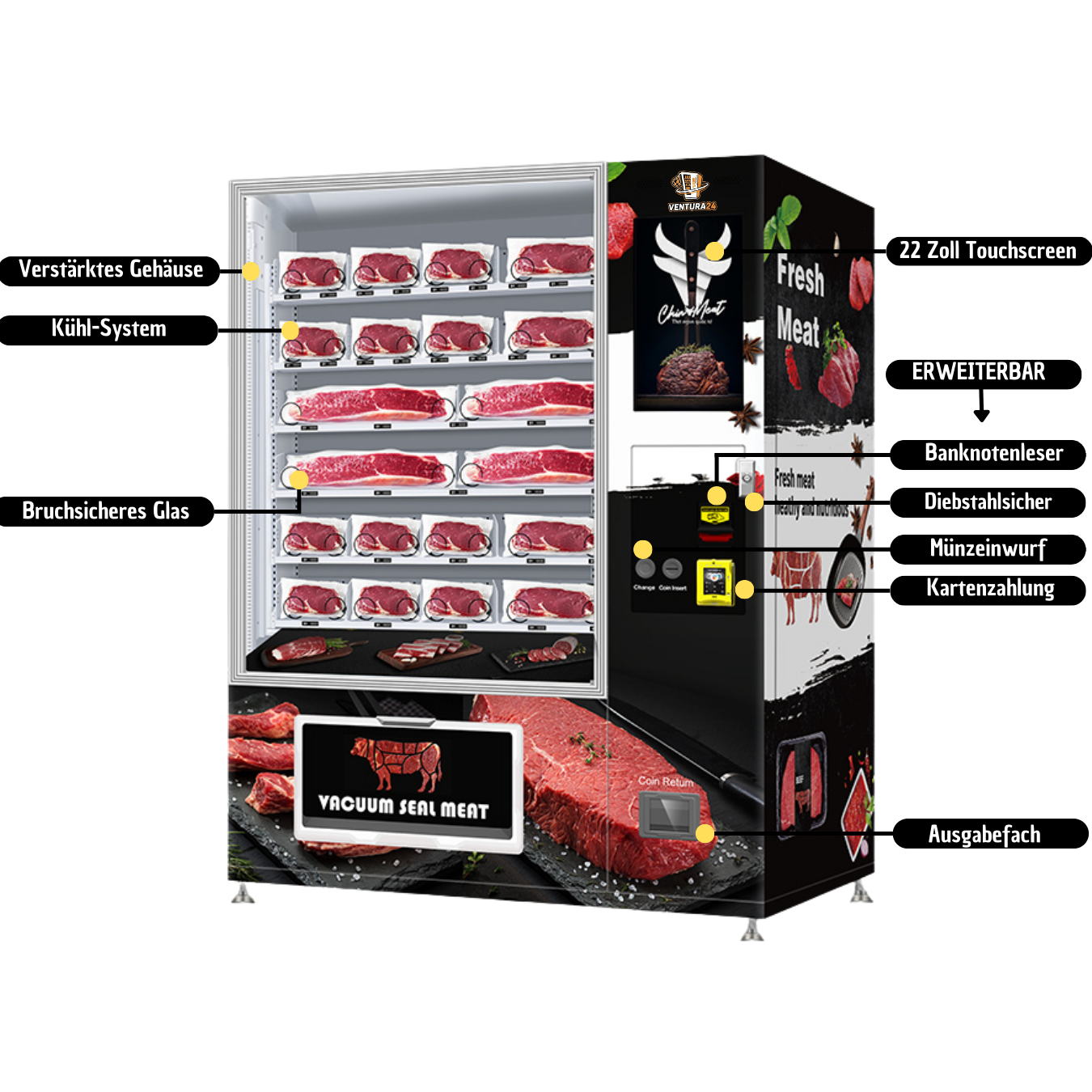 Kühlautomat abgepacktes Frischfleisch Automat
