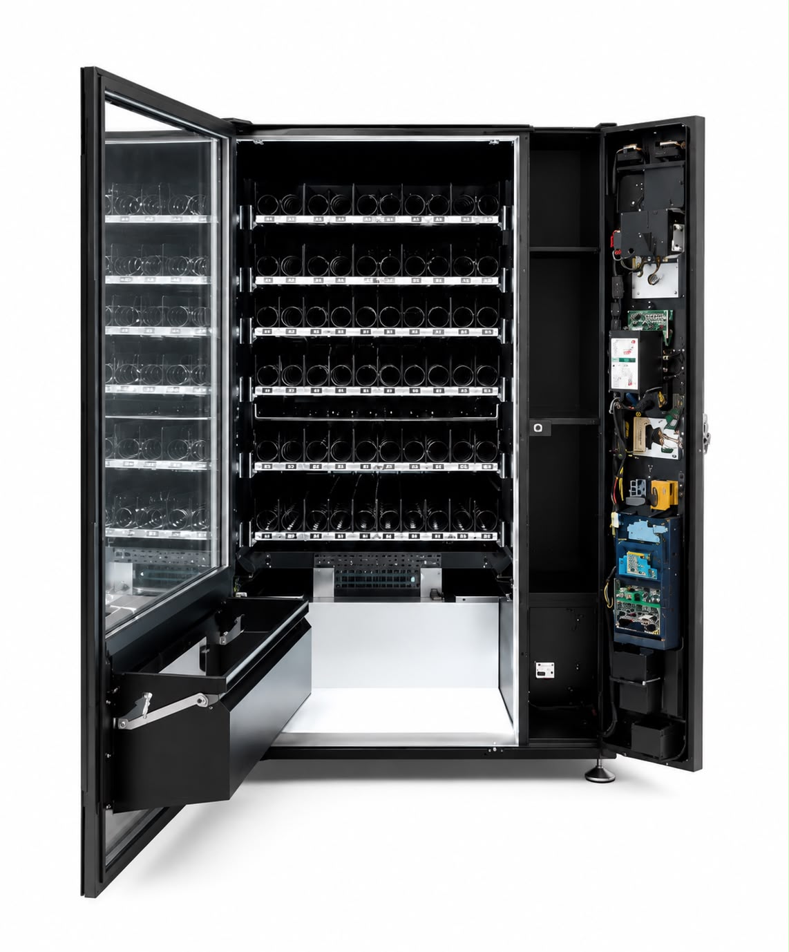 Innenansicht Snackautomat mit 60 Spiralfächern – Ventura24